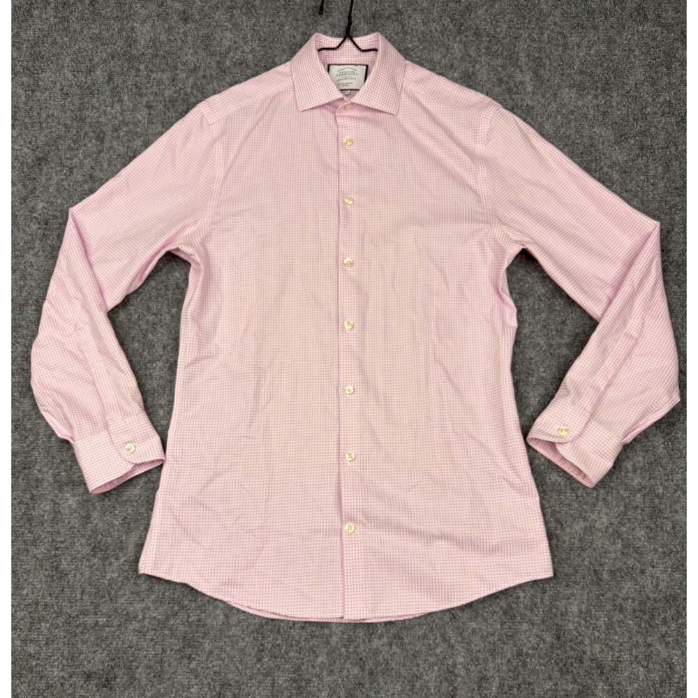Charles Tyrwhitt Mens Pink Micro Check Extra Slim Fit Non-Iron Shirt 15/33 38/84